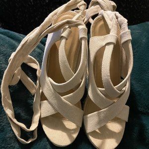 Tan Leg Wrap Wedge 8.5